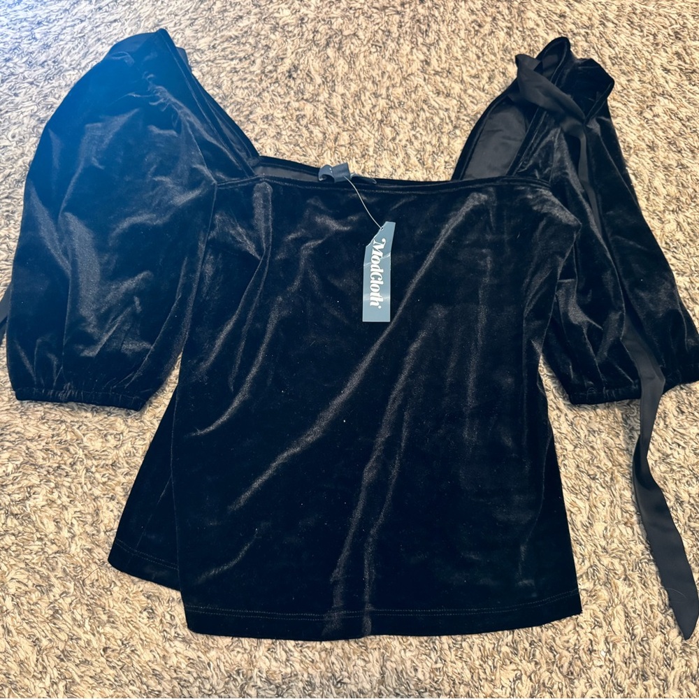 Modcloth Black Velvet Blouse